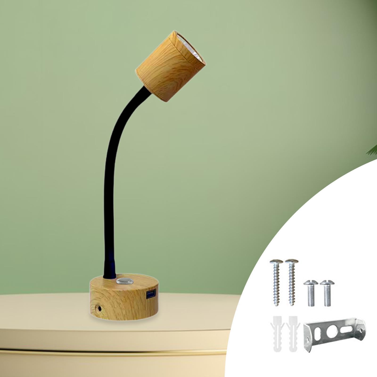 Lámpara de Lectura LED Flexible de Aluminio para Interiores, con Brazo Giratorio, Puerto USB Y Control Táctil Regulable, Largo Negro