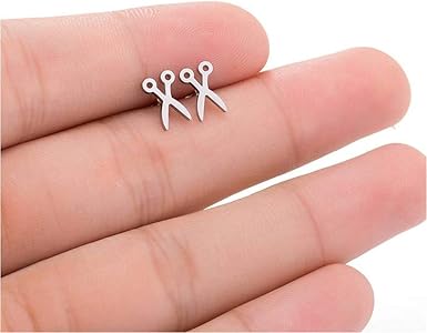 BlackAmazement Set di 2 orecchini in acciaio inox 316L, forbici per parrucchiere, colore argento, nero, oro rosa, da donna e Acciaio inossidabile, colore: Oro rosa