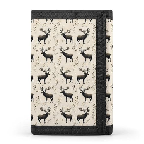 Elk Plant Silhouette Print Wallet for Men, 8 Credit Card Holder Slim Minimalist Front Pocket Small Mens Bifold Wallets