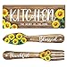 Yerliker 3 Pieces Sunflower Kitchen Decor Spring Decorations Blessed Thankful Wooden Hanging Sign Sunflower Gifts Wall Art Decor Farmhouse Summer Home Decor for Kitchen (Light brown)