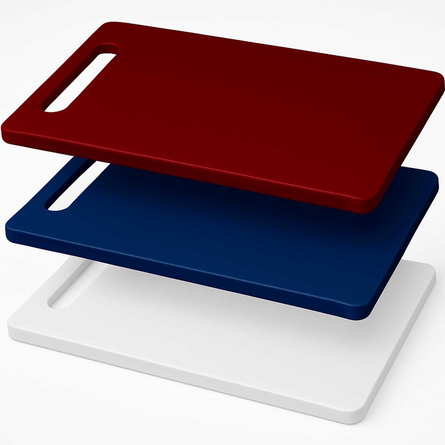 AEX Schneidebrett BPA-freie Kunststoff-Schneidebretter für Küche, dicke und große Schneidebretter Rack Arbeitsplattenschoner Easy Grip Griff 3 Stück (mehrfarbig)