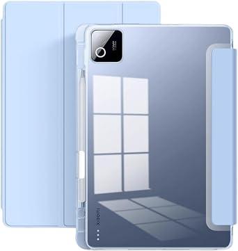 Case for Xiaomi Pad 8 Trifold 11.2 inch Transparent Lightweight Thin Stand Function Four Corner Airbag Protection Shock Absorption Pen Storage Auto Sleep Function Clear Notebook Cover for Xiaomi Pad 8