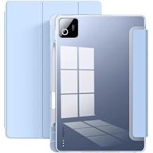 Case for Xiaomi Pad 8 Trifold 11.2 inch Transparent Lightweight Thin Stand Function Four Corner Airbag Protection Shock Absorption Pen Storage Auto Sleep Function Clear Notebook Cover for Xiaomi Pad 8