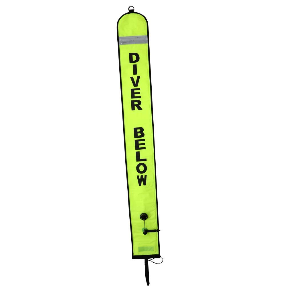 5FT/6FT Surface Marker Boje - Boya de señalización para Buceo, Snorkel y Pesca de lanzado, Verde Fluorescente, 5FT