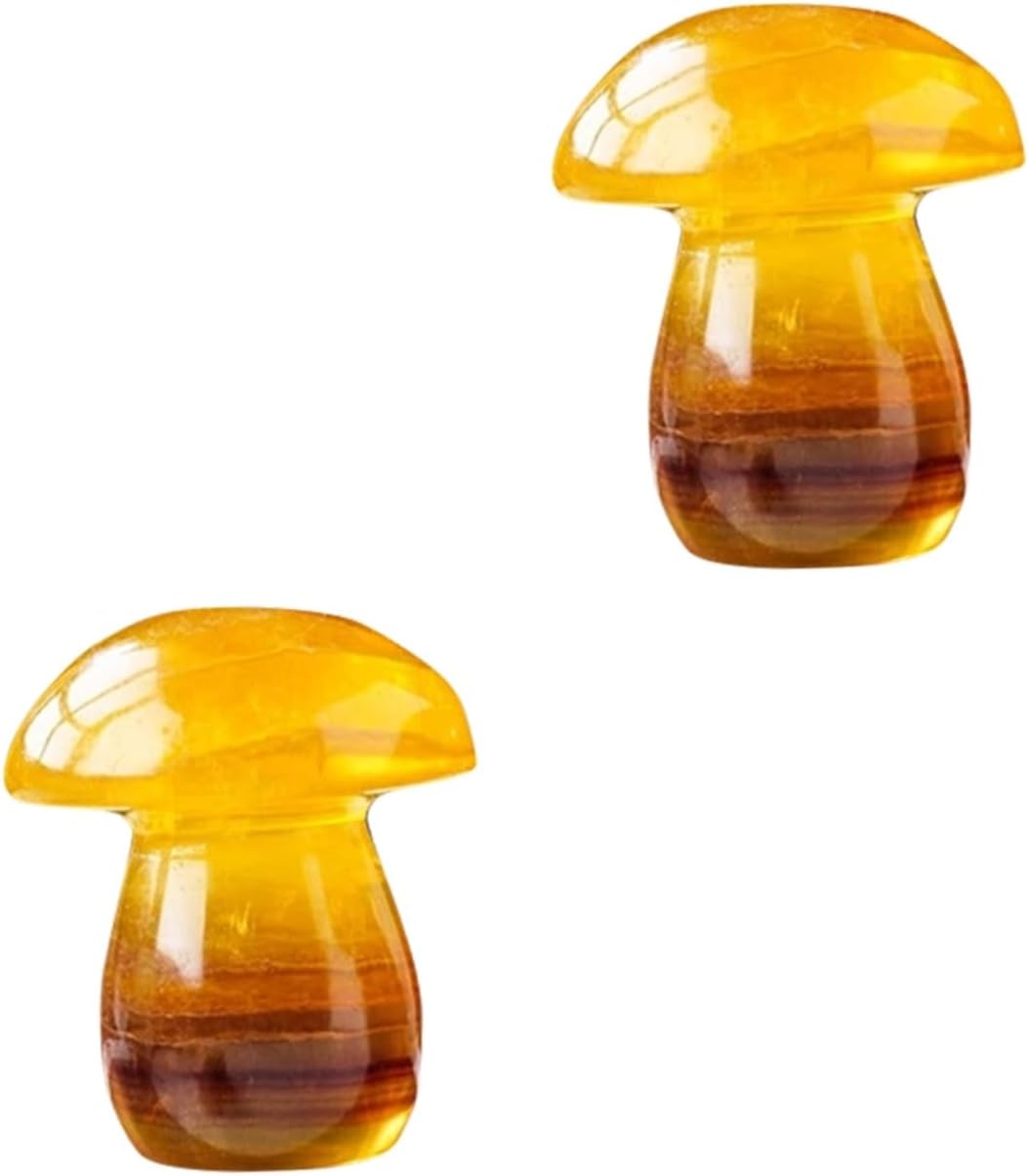 Mobestech 2pcs Crystal Mushroom Statue Cottagecore Decor Handicraft Mushroom Figurine