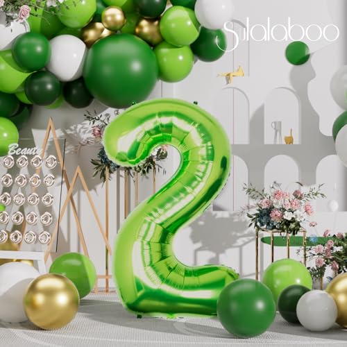 Image of 40 Inch Green Number 2 Balloon Lime Big Large Helium Number 0-9 | Giant Digital 2nd Foil Mylar Party Balloon for Birthday Party Anniversary Graduation Decorations