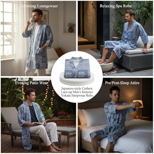 Kimono clásico para dormir de jacquard estilo japonés 7