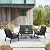 OC Orange-Casual Modern Outdoor Patio Furniture Set, 4-Piece Aluminum Conversation Set, Loveseat, Coffee Table, Includes Cushion, Backyard, Grey