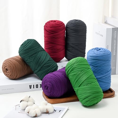 Image of 2 Pack Soft Tshirt Crochet Yarn, 800g /228yds High Elastic Hand Knitting Yarns, Thick T Shirt Yarn for Crocheting Bags, Baskets, Cushions, DIY Crafts(2 Green Apple)