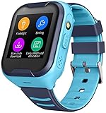 4G GPS Kids Smart Watch,Waterproof Kids Phone Smartwatch with GPS Tracker Touch Screen Video Phone Call Real-time Tracking Camera SOS Alarm Pedometer, for Boys Girls Gifts(Blue)