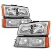 For 2003-2006 Chevy Silverado Avalanche OE Replacement Chrome Headlights Driver+Passenger Head Lamps Pair