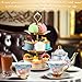 Maxcheck 21 Pcs Porcelain Tea Set for Women Tea Party with Metal Holder and 3 Tier Cake Stand Ceramic European Floral Teapot Set for Adults Mother's Day Christmas Thoughtful Gift(Advanced Style)