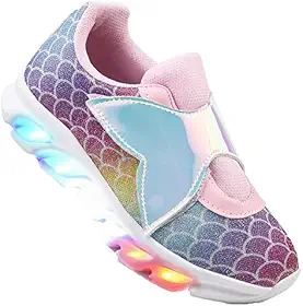 Tenis Feminino De Led Refletivo Infantil Sereia Personagem Diversão Luzinha