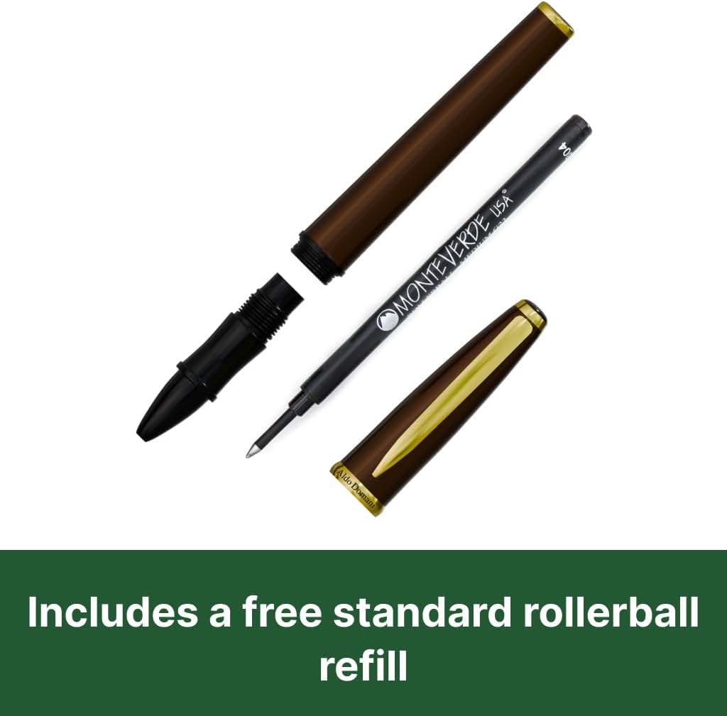 Monteverde USA Aldo Domani Rollerball Pen - Brown, Smooth Writing, Elegant Italian Design