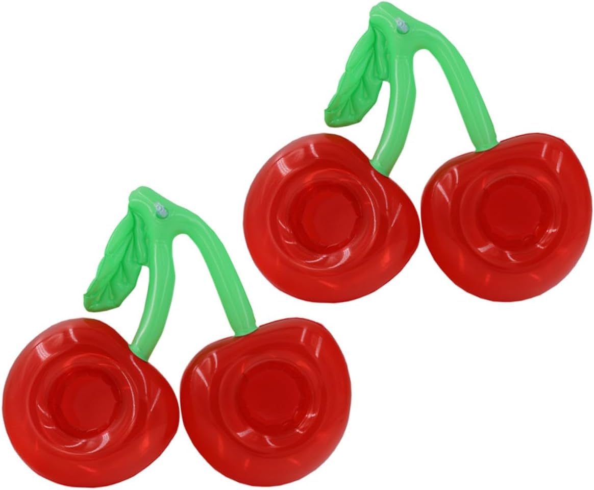 Toyvian 2pcs Inflatable Floating Drink Holder Cherry Shape Pool Party Summer Beach Floating Cup Holder for Swimming and Outdoor Use