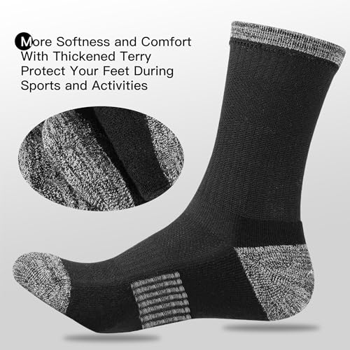 Image of BUDERMMY Crew Socks for Women Hiking Athletic Running Walking Cushioned Compression Cotton Socks 6 Pairs