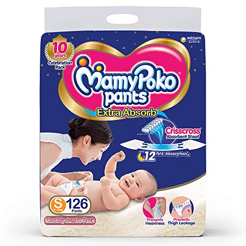 Image of MamyPoko Pants Extra Absorb Baby Diaper, Small (4 - 8 kg), 126 Count