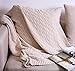 Produktbild Oroot Wolldecke aus 100 % Baumwolle, gestrickt, 130 x 180 cm, weich, komfortabel, leicht, maschinenwaschbar, geeignet für Büro, Sofa, Stuhl beige