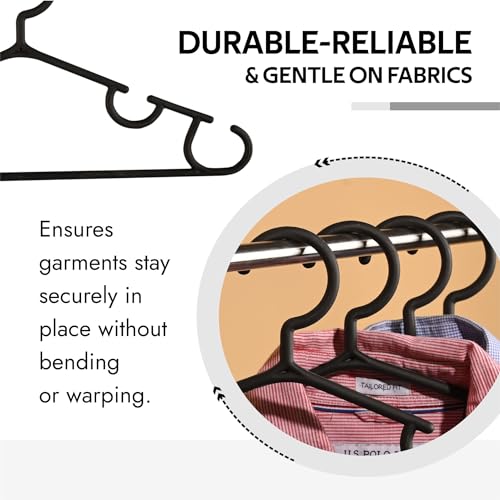 Image of Kuber Industries Pack of 40 Hangers | Multi-Purpose Hangers for Wardrobe-Almirah-Cabinets-Closet | Plastic Cloth Hanger for Trouser-Skirts-Coat-Dresses-Ties | 103 | Sky Blue & Black