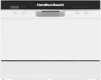 Vista 5 de HAMILTON BEACH Lavavajillas portátil con ruedas, 19 pulgadas de ancho, capacidad de 8 ajustes de lugar, color blanco