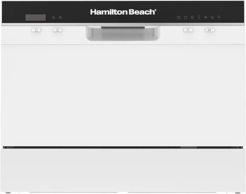 Miniatura 5 de HAMILTON BEACH Lavavajillas portátil con ruedas, 19 pulgadas de ancho, capacidad de 8 ajustes de lugar, color blanco Portable,Blanco