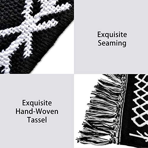 Iohouze Boho Bathroom Runner Rug -2'X4.3' Cotton Woven Indoor Outdoor Carpet Rugs Mats, Black White Runners For Hallways, Machine Washable Runner Rug For Kitchen Bedroom Living Room Laundry Entryway #TOP3