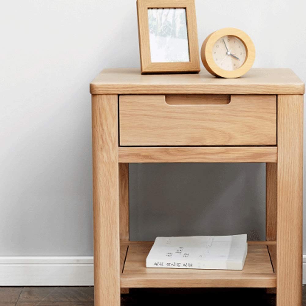LYYJIAJU Nightstand with Wooden Legs, with Storage Shelf and Drawer for Bedroom or Living Room Collection Furniture/End Table/Side Table