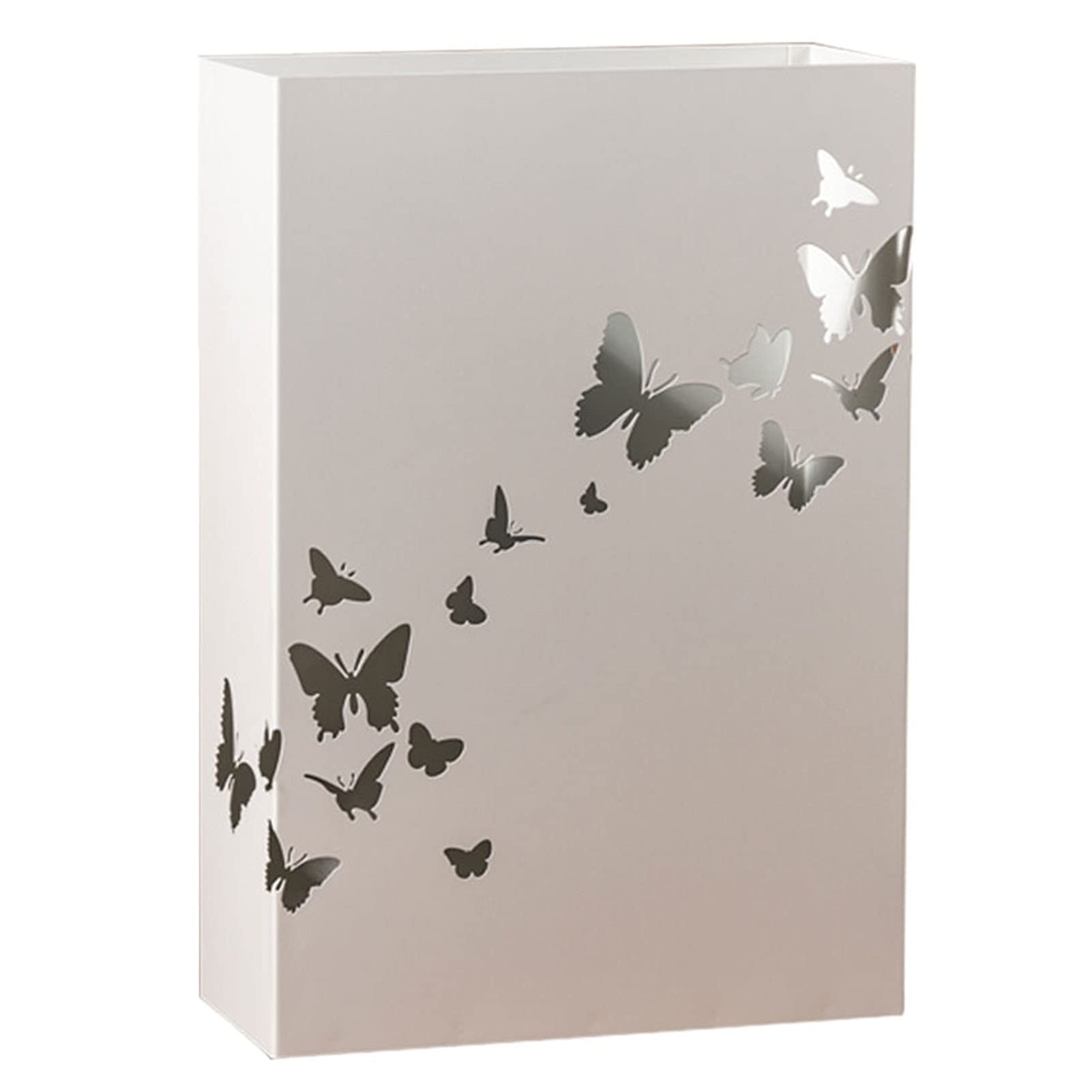 Porte-parapluie en forme de tonneau motif papillon blanc poétique
