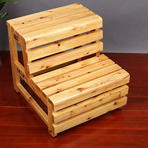 Taburete de madera de cedro con 3 escalones y alfombrilla para baño 4