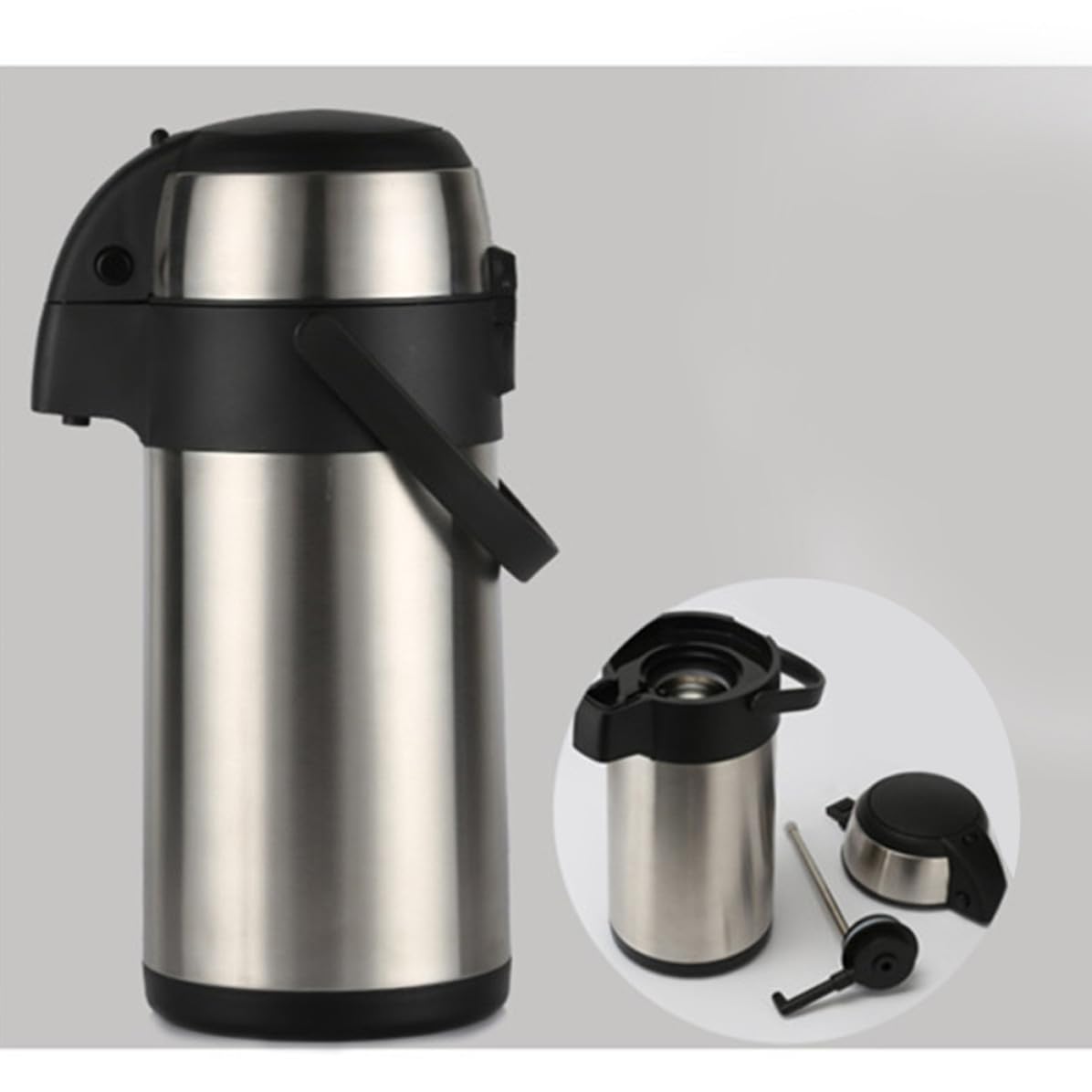 Thermoskanne 2,5l Edelstahl mit Pumpfunktion für Heiß und Kaltgetränke