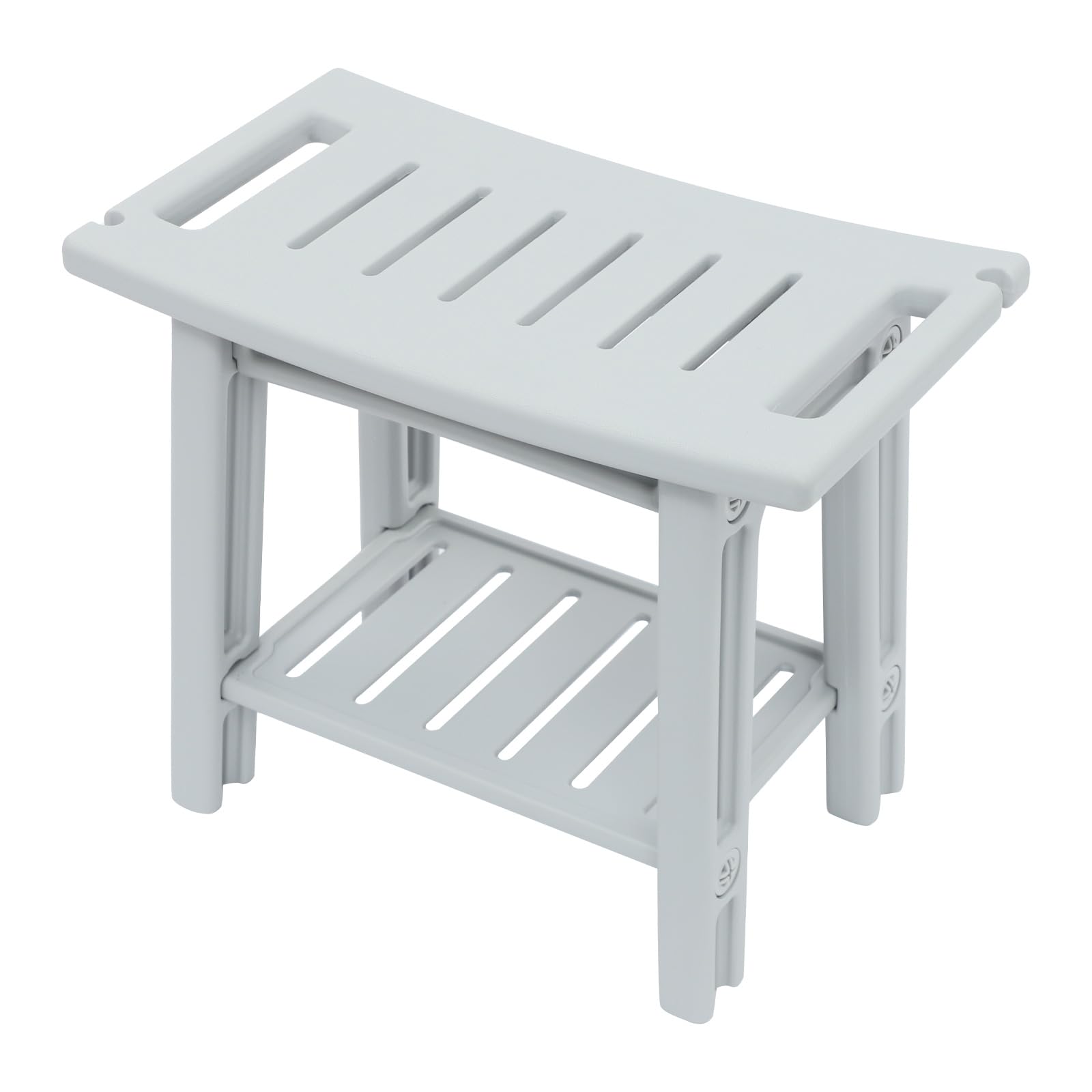 Bancos de ducha, banco de ducha para baño con estante, taburete de ducha de hasta 70 kg, asiento impermeable para baño, ayuda para el baño, asiento de ducha para personas mayores, 56 x 32 x 46 cm