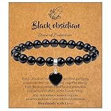 XIANNVXI Bead Bracelets for Women Black Obsidian Crystal Bracelet for Women Birthday Presents 8mm Beaded Bracelet Jewellery for Ladies