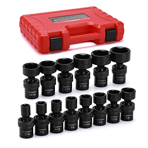 CASOMAN 10 PCS 1/2" Drive Deep Universal Impact Socket Set, Metric,10-19mm 10 PC Metric 1/2" Dr. (Deep)