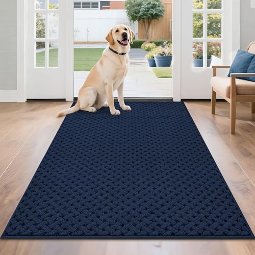 BEQHAUSE Dirt Trapper Door Mat Non-Slip Entryway Rugs, 36" x 60", Blue