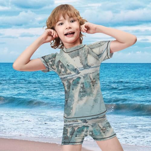 White Polar Bears on IceChildren's Casual Swimsuit Set - Simple and Versatile10-12Y（150cm）3