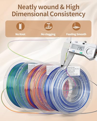 Image of LANDU Silk PLA Filament 1.75mm 3D Printer Multicolor Filament Gradient Color Changing Filament 1kg (2.2lbs) Dimensional Accuracy + /- 0.07 mm Silk Candy