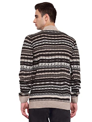 Image of Style Quotient Men Black & White Striped Pullover Sweater