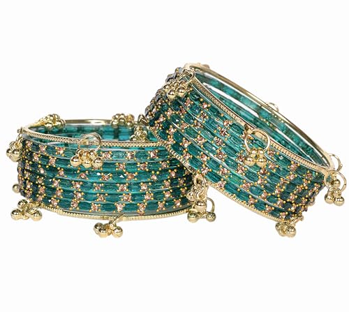 Image of Swara Creations Kashmiri Ghungroo Raindrop Bangles Combo Set | for Women and Girls|Set of 16 Pcs (SKU417)