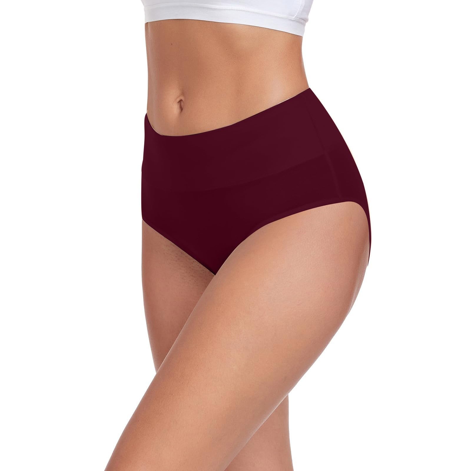 Mutandine senza cuciture da donna, confezione multipla da 5 slip in cotone a vita alta, morbidi pantaloni da donna per il controllo della pancia, mutandine traspiranti e confortevoli per tutti i