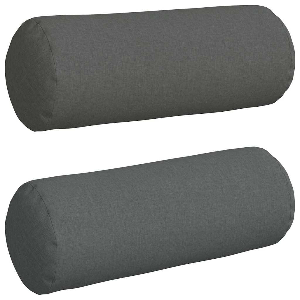 Coussins d'accent cylindriques gris foncé Ø25x70 cm en tissu vidaXL pour salon et chambre