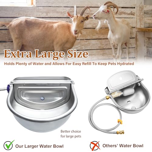 Tessco 2 Sets Extra Large Automatic Horse Waterer Kit Stainless Steel Automatic Dog Water Dispenser Automatic Water Bowl For Livestock Farm Animals With Pipe Connector Adapter Countersunk Bolt thumb #1