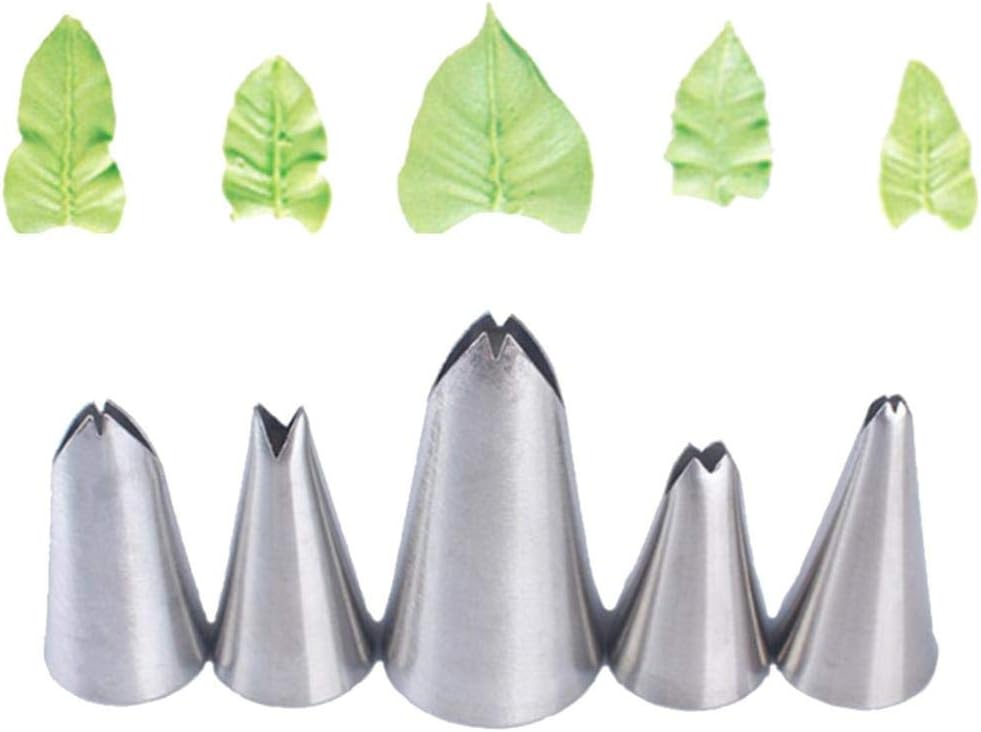 5pcs Icing Piping Nozzle Tips Cream Cake Decorating Cupcake Fondant Stainless Steel LEAF Shape