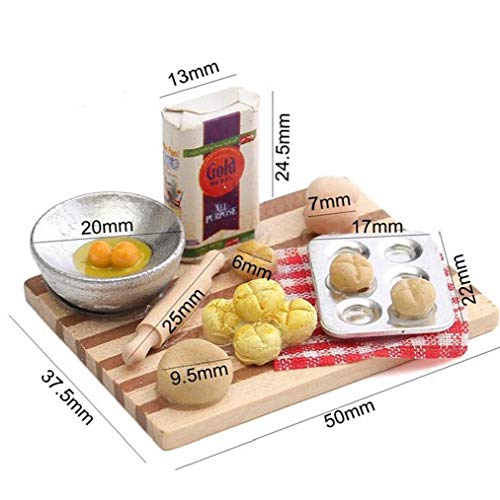 1/12 Puppenstuben Mini Lebensmittel Eier Milch Brot Modell für Miniatur-Bäckerei Dekoration – Bild 3