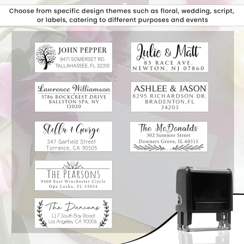 Stampi Custom Address Stamps Self Inking Or Wood Handle 20+ Designs To Choose From! Return Address Stamp Stamper Self Inking Personalized Customized Stamp Return Address Floral Wedding Script Labels Mail thumb #1