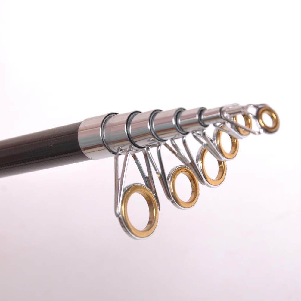 NUZAMAS Canne à pêche Spin Carbone 2,7 m (8,8 pi) Portable Canne à pêche télescopique Portable Camping Pêche en Eau Douce