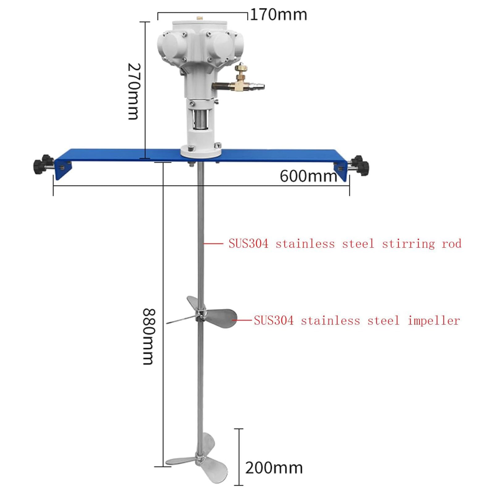 Mieszadło pneumatyczne do mieszania farb, atramentów i barwników