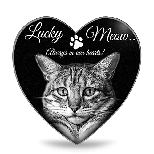 Image of ADFSTONE Heart Shaped Pet Memorial Stones Personalized Dog Remembrance Gifts, Customized Cat Picture Grieving Plaque, DIY Gravestone, Custom Sympathy Photo Gift, Animal Grave Markers