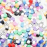 100pcs Mixed Polymer Clay Spacer Beads for Women Jewelry Making DIY Bracelet Necklace Hair Clip Accessories (Mushroom)