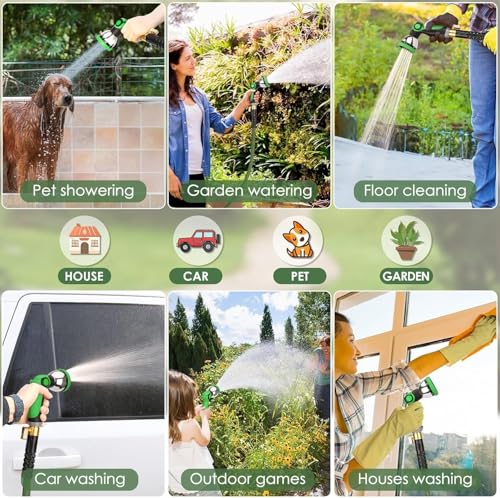 PALRORY Non-Expandable Garden Hose 100 ft, Ultra Lightweight Flexible Water Hose with 10-Pattern Nozzle, Leak-Proof, High-Density Fabric, Thickened Connector, Shut-Off Valve for Yard, Lawn, Outdoor by PALRORY - Image 6