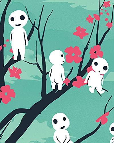 Japanese-Anime-Princess-Art-Print-Ukiyo-e-Wall-Art-8-x-10-Unframed-Japanese-Anime-Artwork-Kodama-Forest-Spirit-Print-Hayao-Miyazaki-Wall-Hanging-Cool-Movie-Inspired-Home-Decor